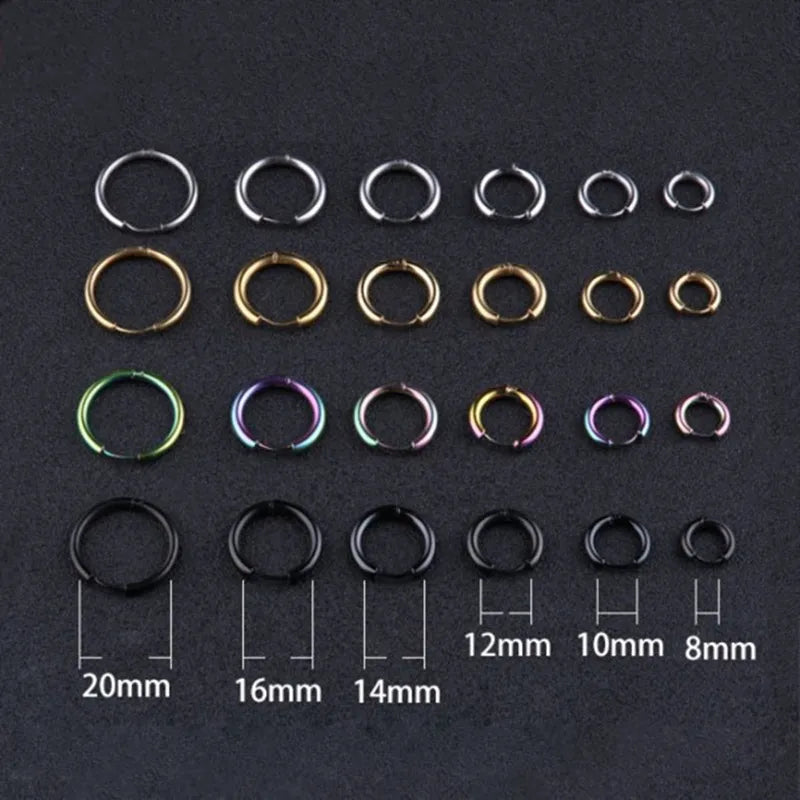 8/10/12/14/16/18/20mm Stainless Steel Huggie Hoop Earrings for Women Men