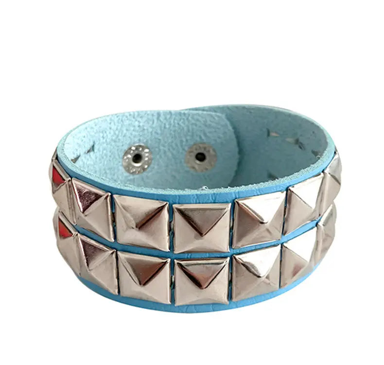 2023 New Gothic Punk Unisex PU Leather Bracelet Multilayers Rock Spikes Rivet Chains Bracelet For Women Men' Friends Jewelry