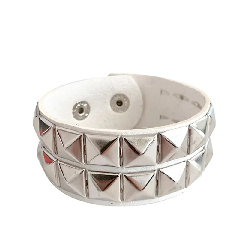 2023 New Gothic Punk Unisex PU Leather Bracelet Multilayers Rock Spikes Rivet Chains Bracelet For Women Men' Friends Jewelry