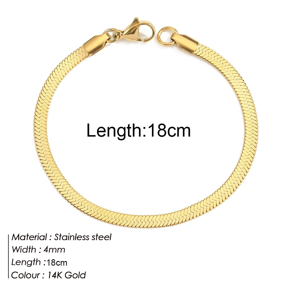 Multilayered Bracelet Gold Color Snake Paperclip Figaro Cuban Chain Stainless Steel Jewelry Male Female Bracelets Factory