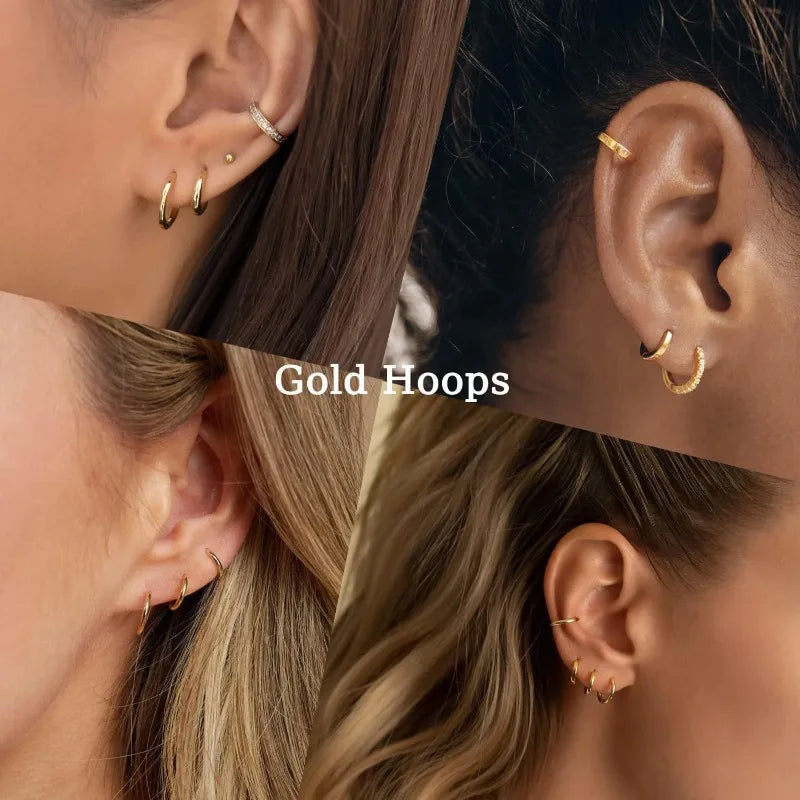 7Pairs/Kit Stainless Steel Huggies Hoop Earrings Multiple Sizes Unisex Sexy Ear Cartilage Piercing Jewelry Wholesale