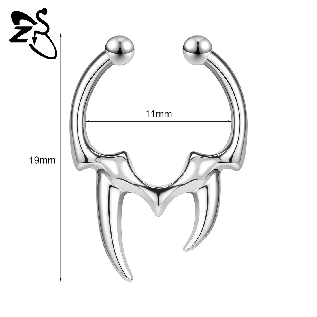 ZS 1 Piece Punk Stlye Fake Septum Ring For Men Women Irregular Nose Cuff Cyberpunk Non Piercing Clip On Nose Piercings Jewelry