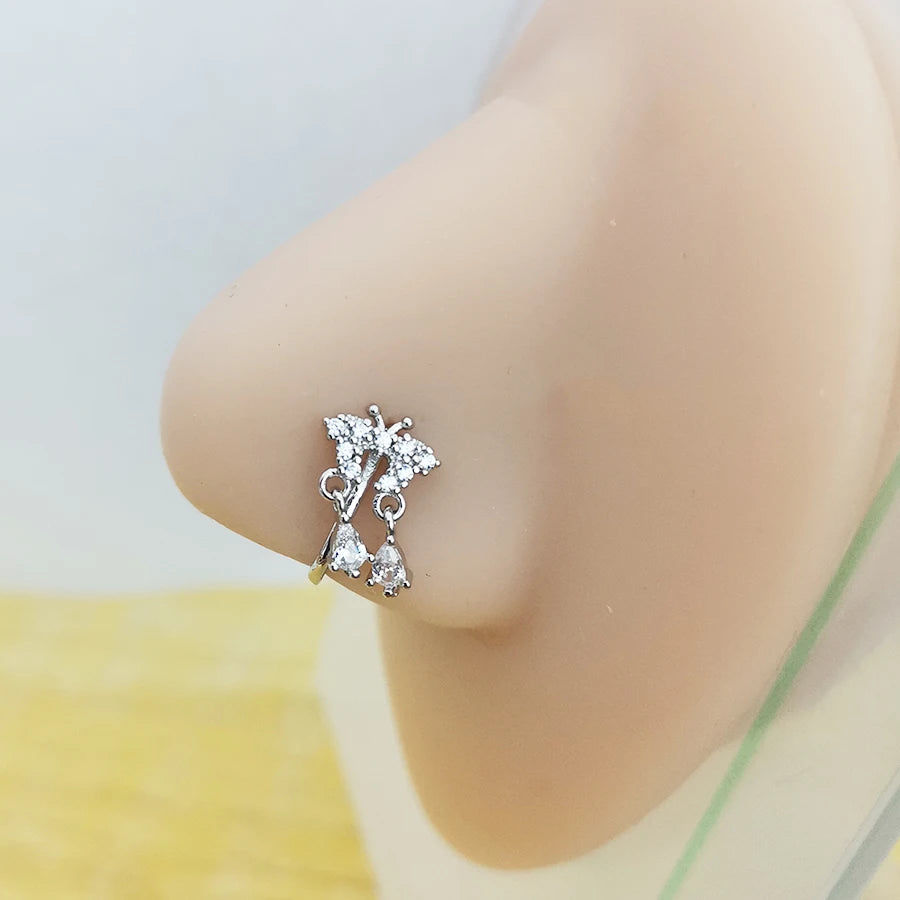 Fake Nose Piercing Jewelry butterfly water drop Fake Nose Rings for women non piercing Nose Clip Body Jewelry