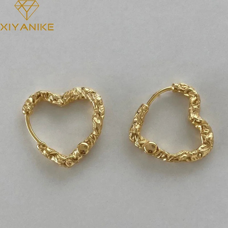 XIYANIKE 2024 Summer Heart Hoop Earrings For Women Girl Sexy New Fashion Trendy Jewelry Gift Party Wedding pendientes mujer