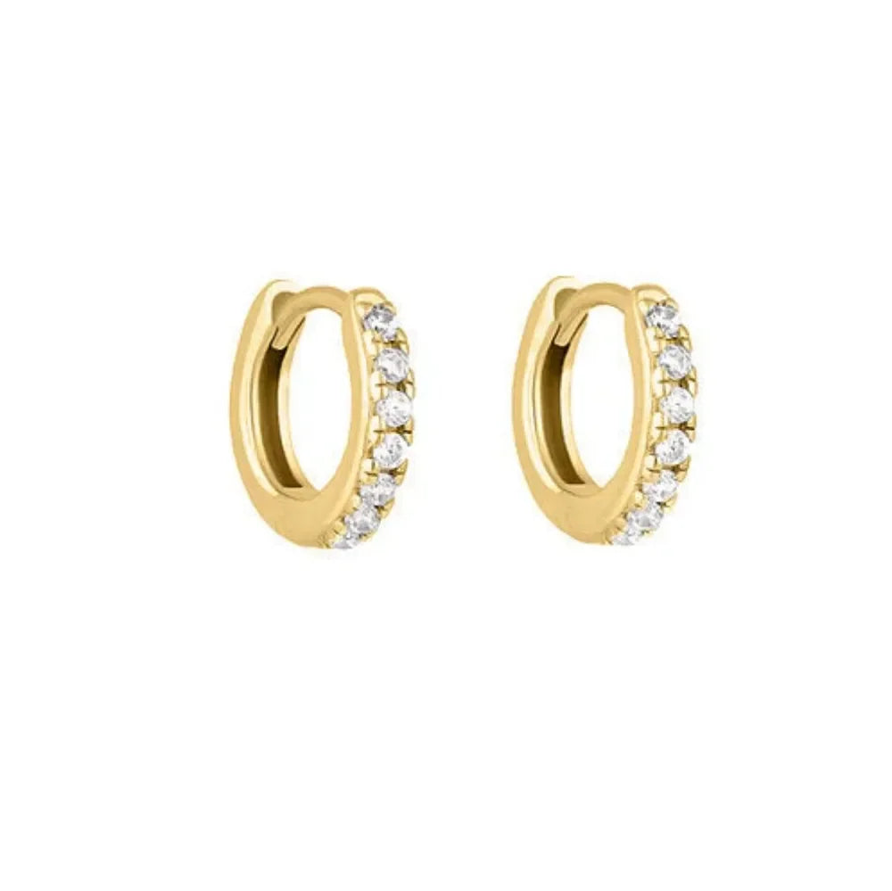 1/3Pairs Copper Green CZ Stone Huggie Hoop Earring Stud Gold Color Silver Black Geometric Cartilage Earrings For Women Jewelry
