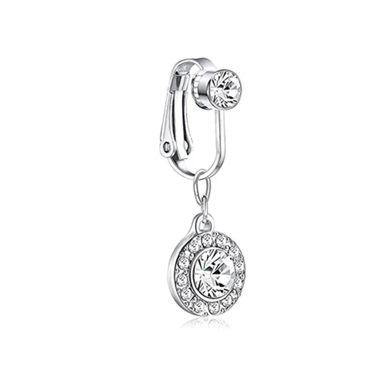 Faux Fake Belly Piercing Butterfly Leaves Dangling Long Fake Belly Button Pircing Clip On Umbilical Navel Cartilage Earring Clip