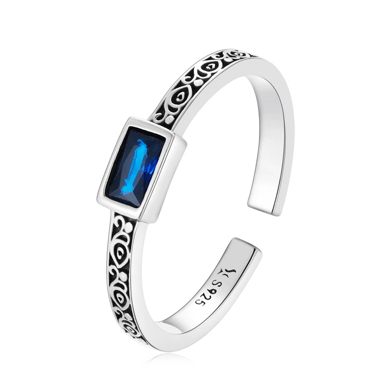 WOSTU Adjustable Rings Real 925 Sterling Silver Stackable Engagement Zircon Open Size Rings For Women Female Original Jewelry