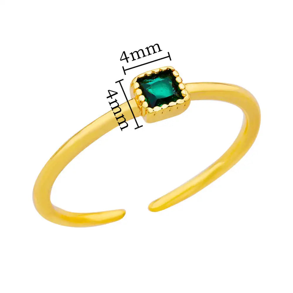 Mini Zircon Green Rings For Women Stainless Steel Gold Color Adjustable Finger Ring Engagement Wedding Christmas Jewelry Gift