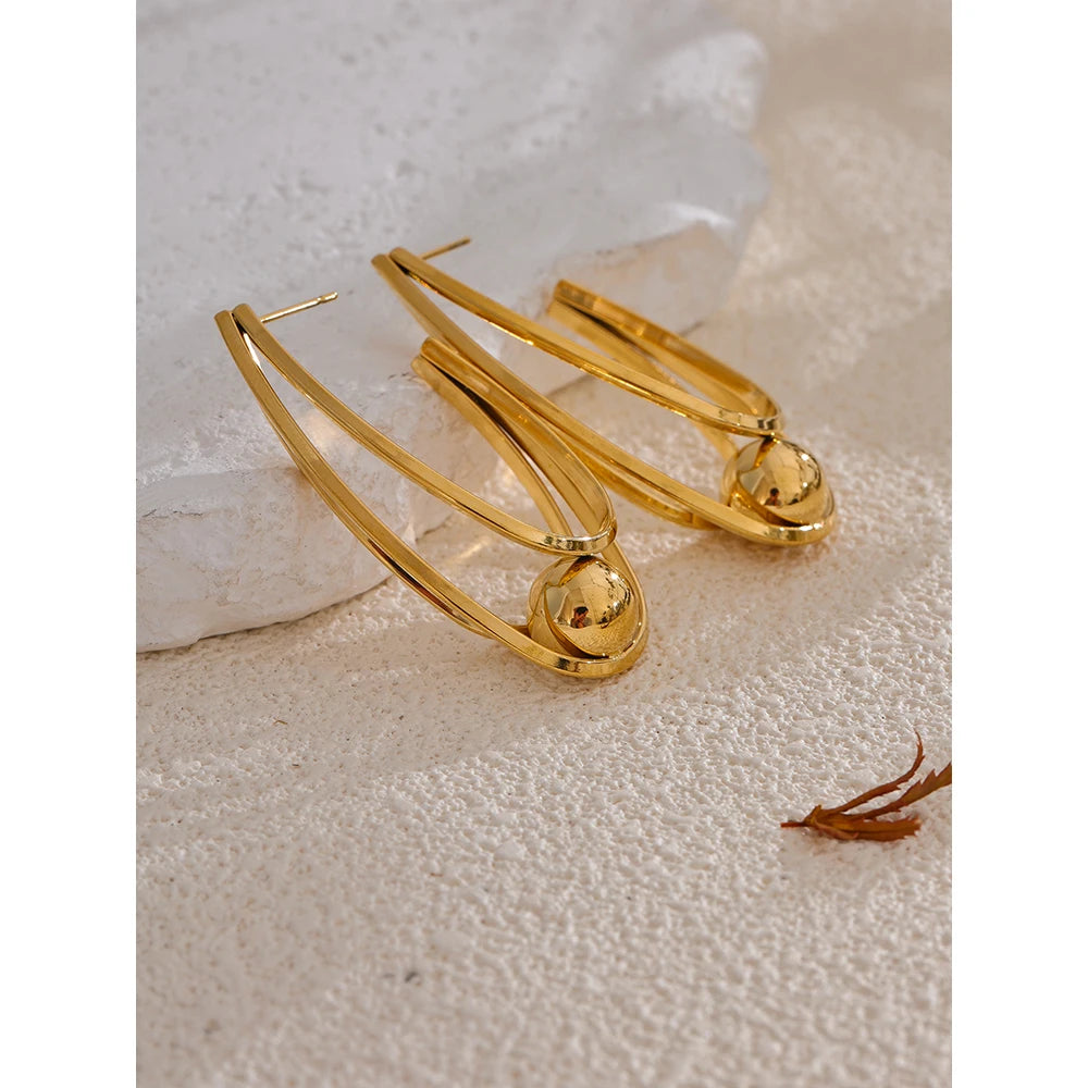 Yhpup Stainless Steel Geometric Huggie Earrings Gold & Platinum PVD Plated Rust Proof Metal Charm Daily Statement Jewelry Gift