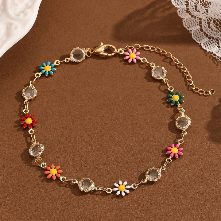 Kinitial Bohemian Daisy Flower Anklets For Women Beach Beads Anklet Leg Bracelet Foot Chain Sandals Jewelry Gifts