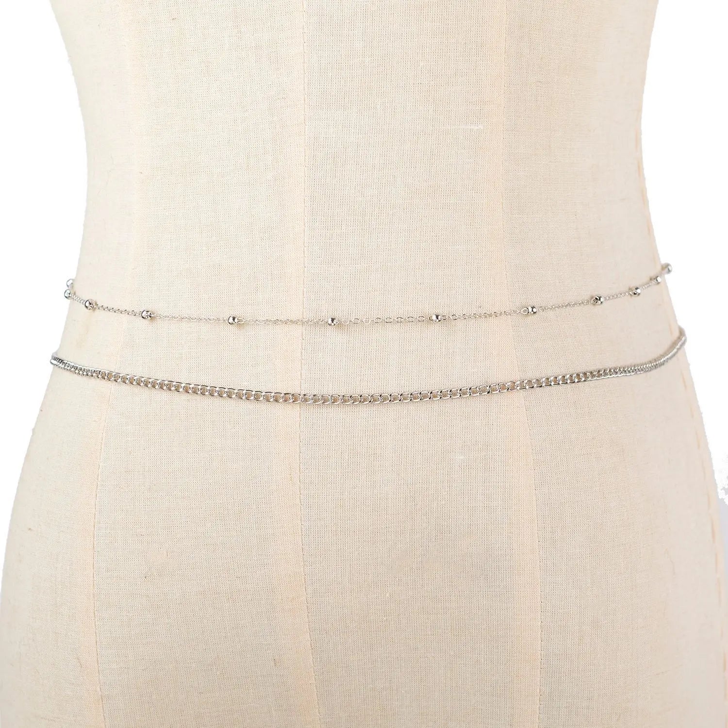 Fashionable and Sexy Round Bead Chain Double Waist Chain Simple Metal Thick Chain Body Chain Women's Belly Waist Decoration