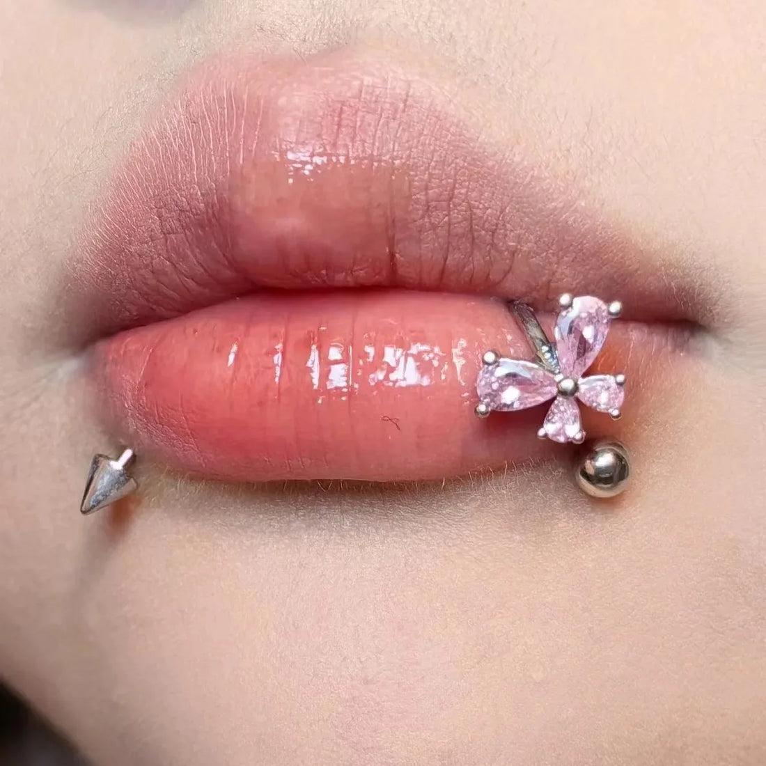 1pc Crystal Butterfly Labret Piercing Lip Ring C Shape Stainless Steel Ins Sweet Cool Y2K Girl Piercing Cartilage Body Jewelry