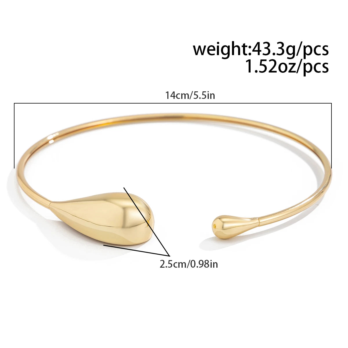 Ingemark Goth Water Drop Open Torques Choker Necklace for Women Trendy Punk Geometric Metal Chain Grunge Jewelry Steampunk Men