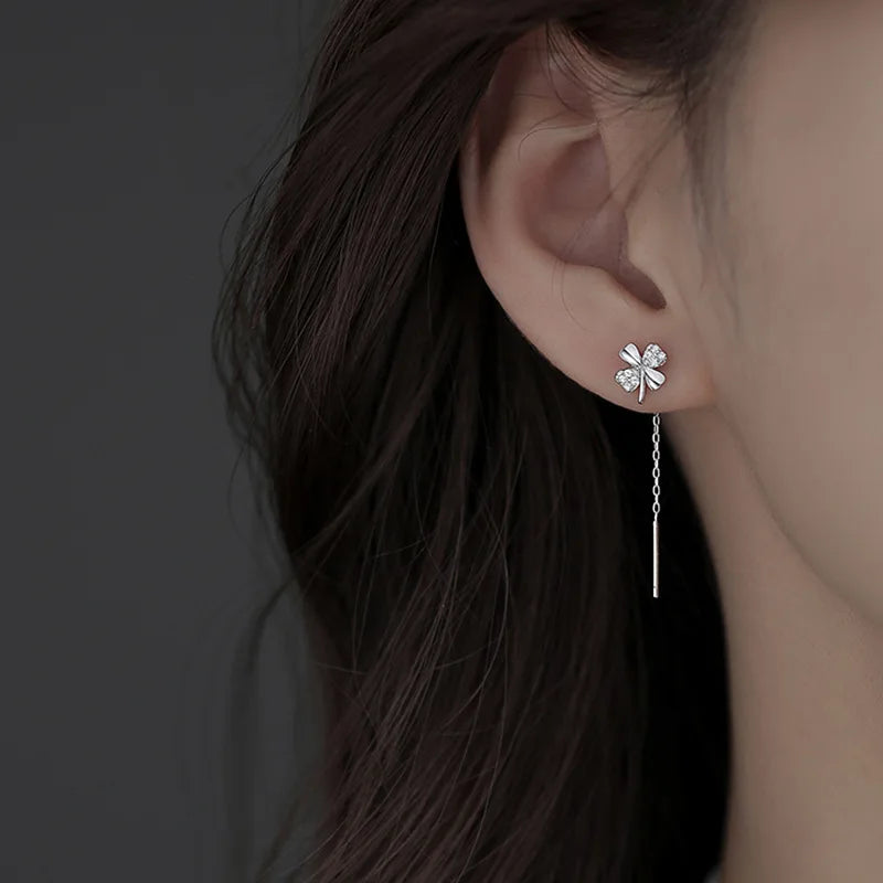 Long Tassel Heart Drop Earrings Gold Silver Color 2022 Korean Hanging Women Earrings Fashion Party Jewelry Girls Party Gift