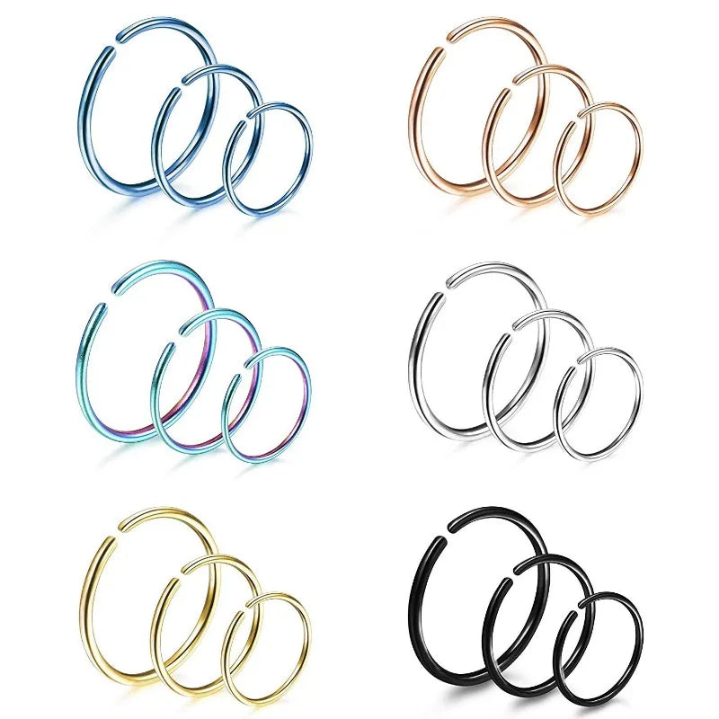 2/3/5Pcs 20G Thin Fake Septum Nose Ring, Septum Nose Rings Hoops Labret Lip Ring Fake Cartilage Tragus Helix Earrings Hoops
