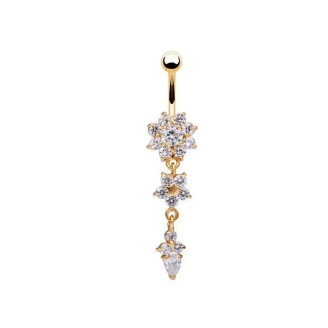 1Pc Stainless Steel Crystal Zircon Belly Button Rings,Shining Eye-Catching Piercing jewelry Suitable for Vacation Party Wearing