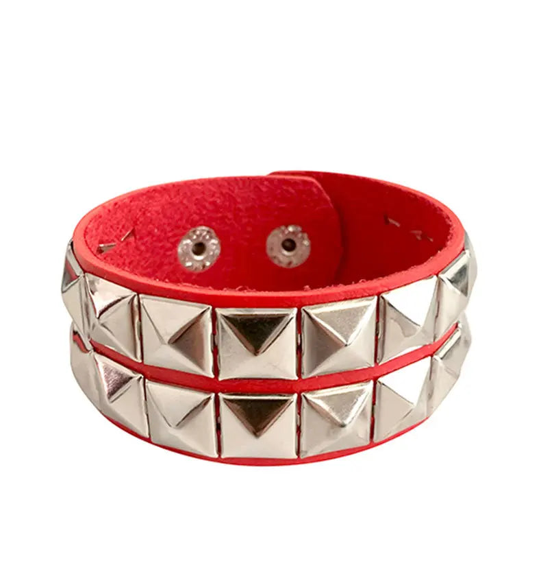 2023 New Gothic Punk Unisex PU Leather Bracelet Multilayers Rock Spikes Rivet Chains Bracelet For Women Men' Friends Jewelry