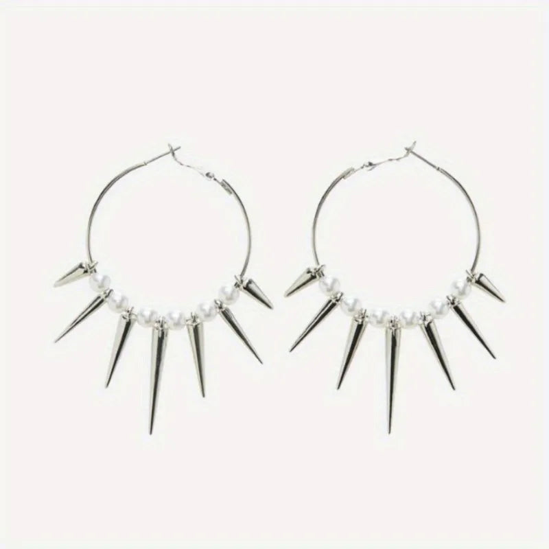1 Pair Punk Minimalist Dark Gothic Style, Multiple Tapered Spikes Dangle Earrings for Outdoor Street Hip Hop Party