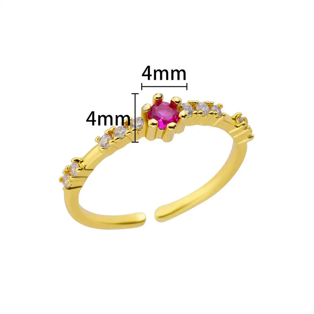 Mini Zircon Green Rings For Women Stainless Steel Gold Color Adjustable Finger Ring Engagement Wedding Christmas Jewelry Gift