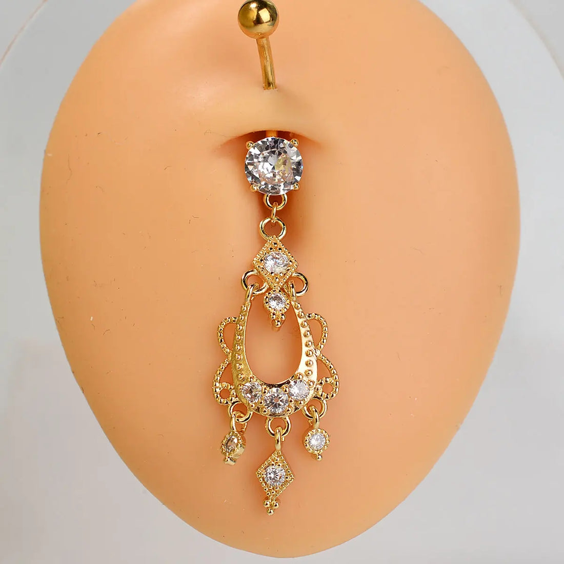 1PC Women Fashion Stainless Steel Piercing Crystal Butterfly Heart Belly Navel Ring Dangle Personality Body Jewelry Accessories