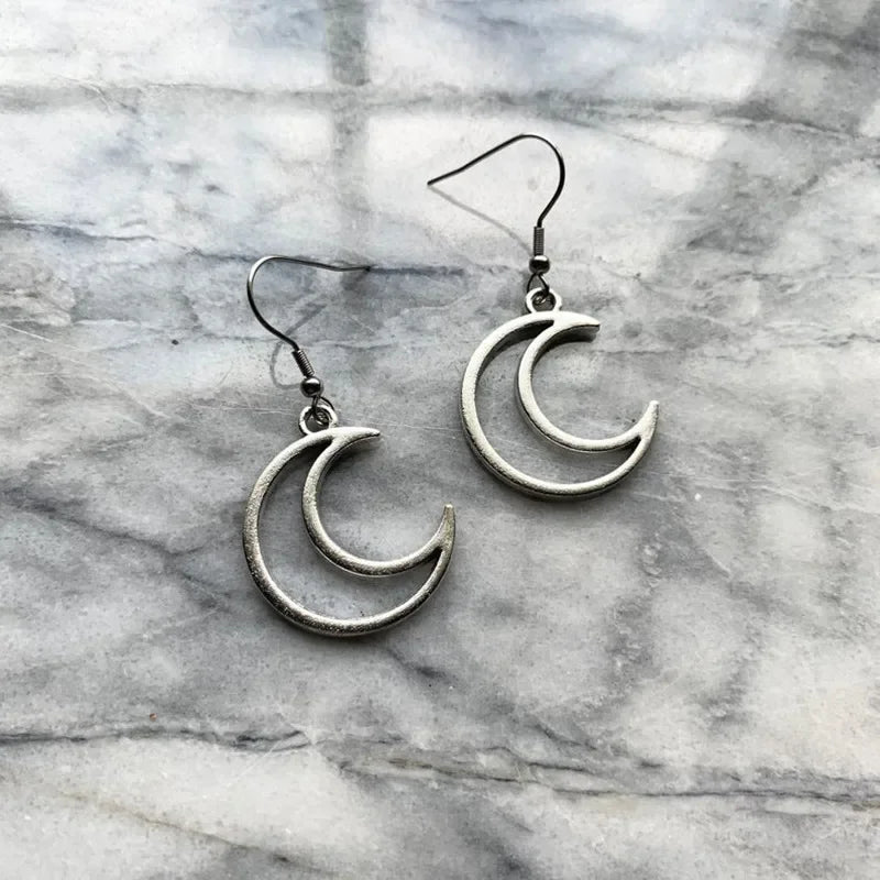 Whimsy Goth Swirly Star Earrings Silver Color Pair of Celestial  Witch Celestial Fairycore Gift Friend Women Boho Cute Gothic