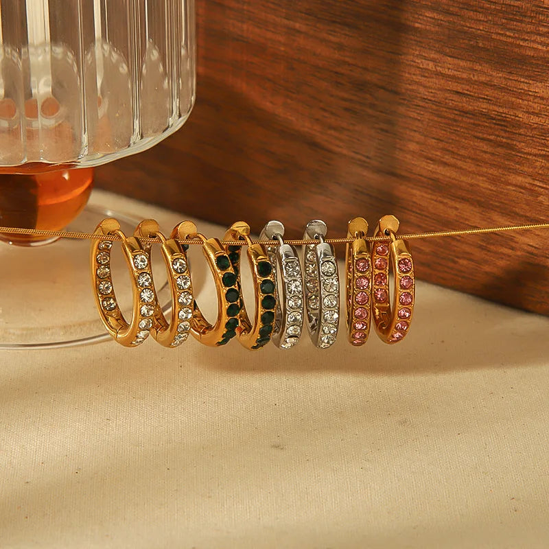 CARLIDANA Chic 18k Gold Plated Cubic Zirconia Stainless Steel Huggie Hoop Earrings High End Light Luxury Ins Popular Non Tarnish