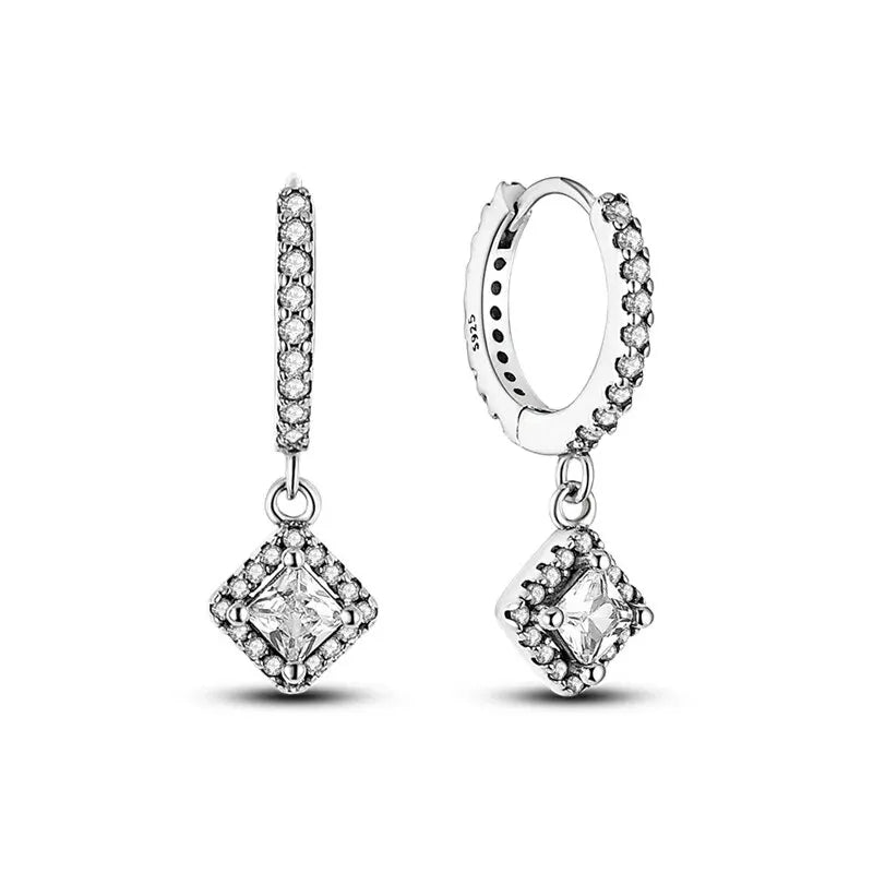 2024 New Sterling Silver S925 Oval Double Ring Close Set Serpentine Earring Drop Simple Jewelry For Women And Girls Party Gift