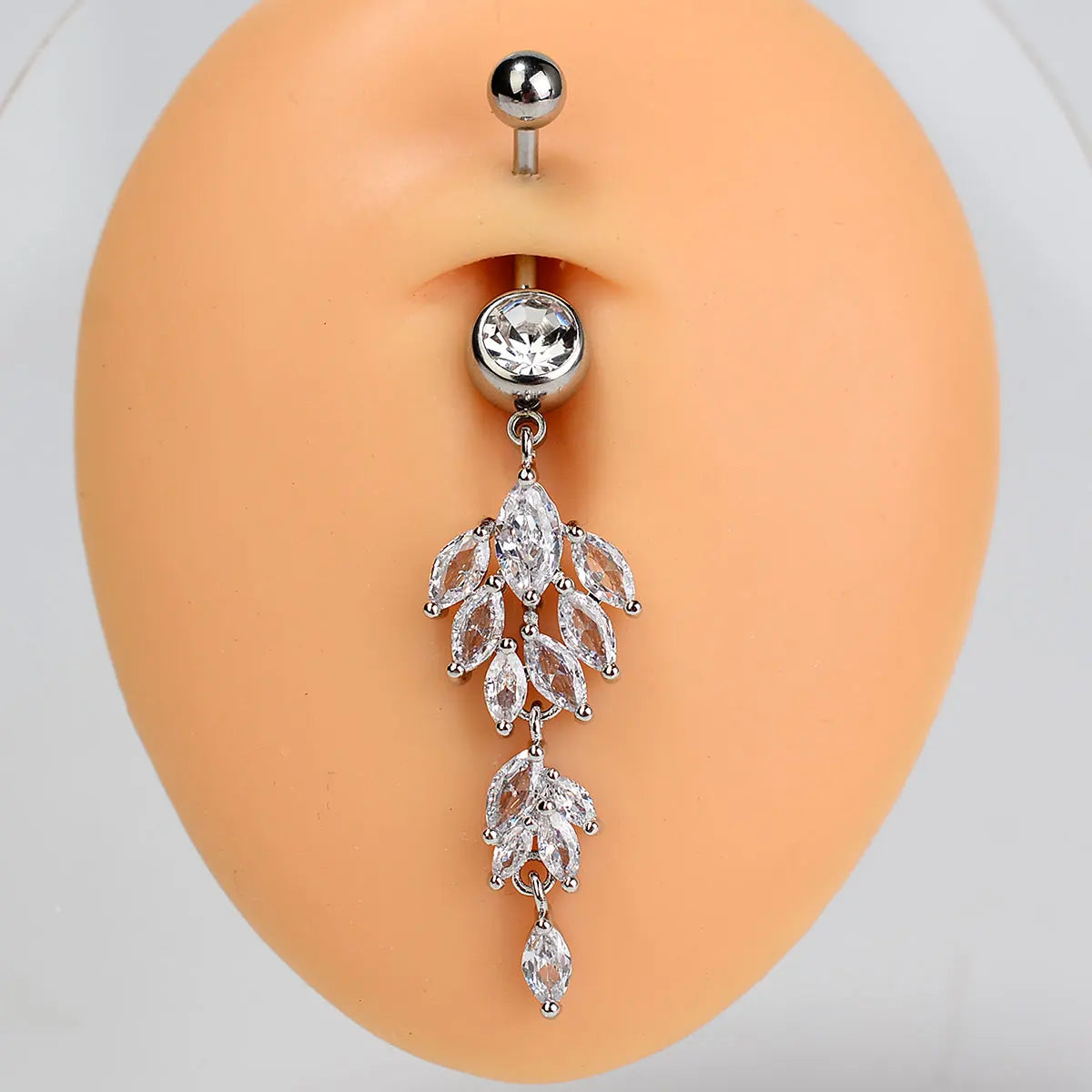 1PC Women Fashion Stainless Steel Piercing Crystal Butterfly Heart Belly Navel Ring Dangle Personality Body Jewelry Accessories