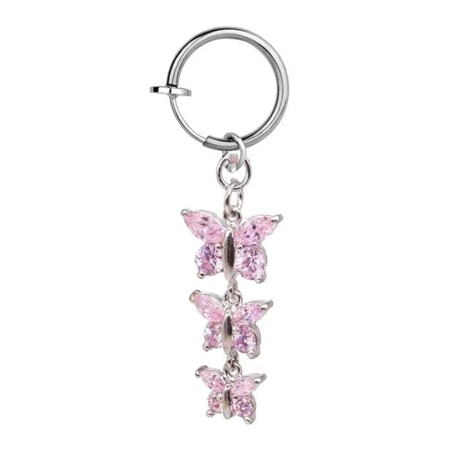 Fashion Butterfly Fake Belly Button Piercing Fake Belly Piercing Clip on Umbilical Navel Faux Belly Cartilage Earring Clip