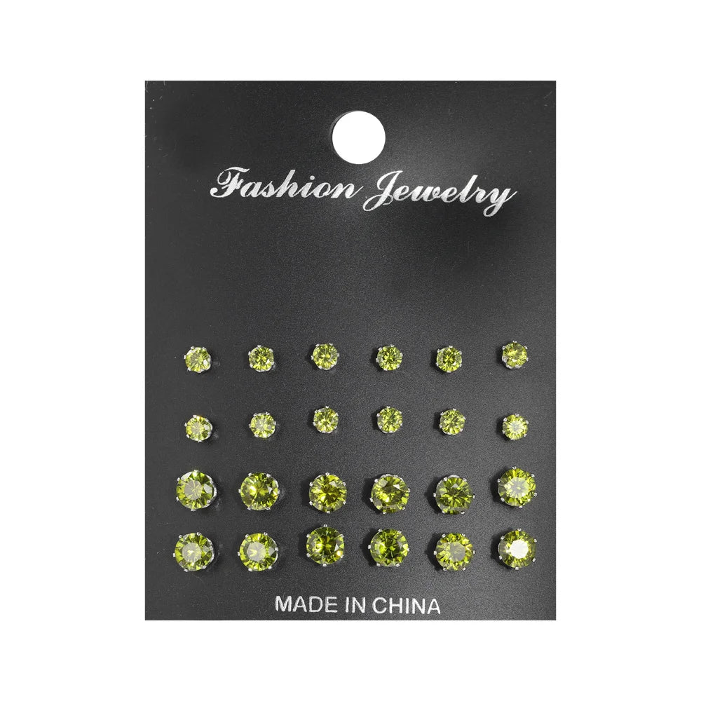 12 Pcs Zircon Earrings Set Briliant Shiny Stud Earrings for Women Simple Pearl Irregular Trendy Jewerly Accessories 2024 New