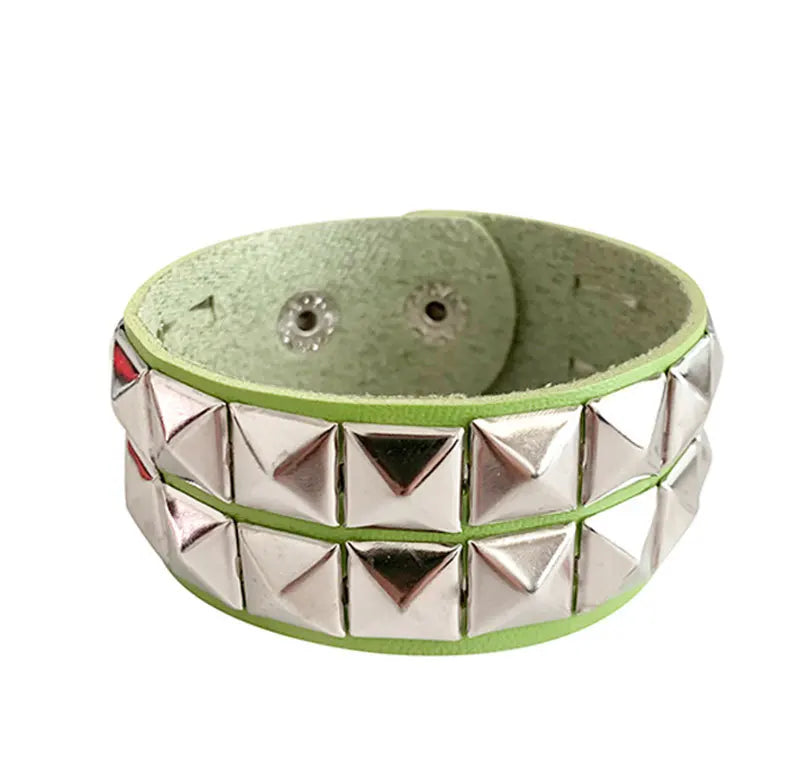 2023 New Gothic Punk Unisex PU Leather Bracelet Multilayers Rock Spikes Rivet Chains Bracelet For Women Men' Friends Jewelry