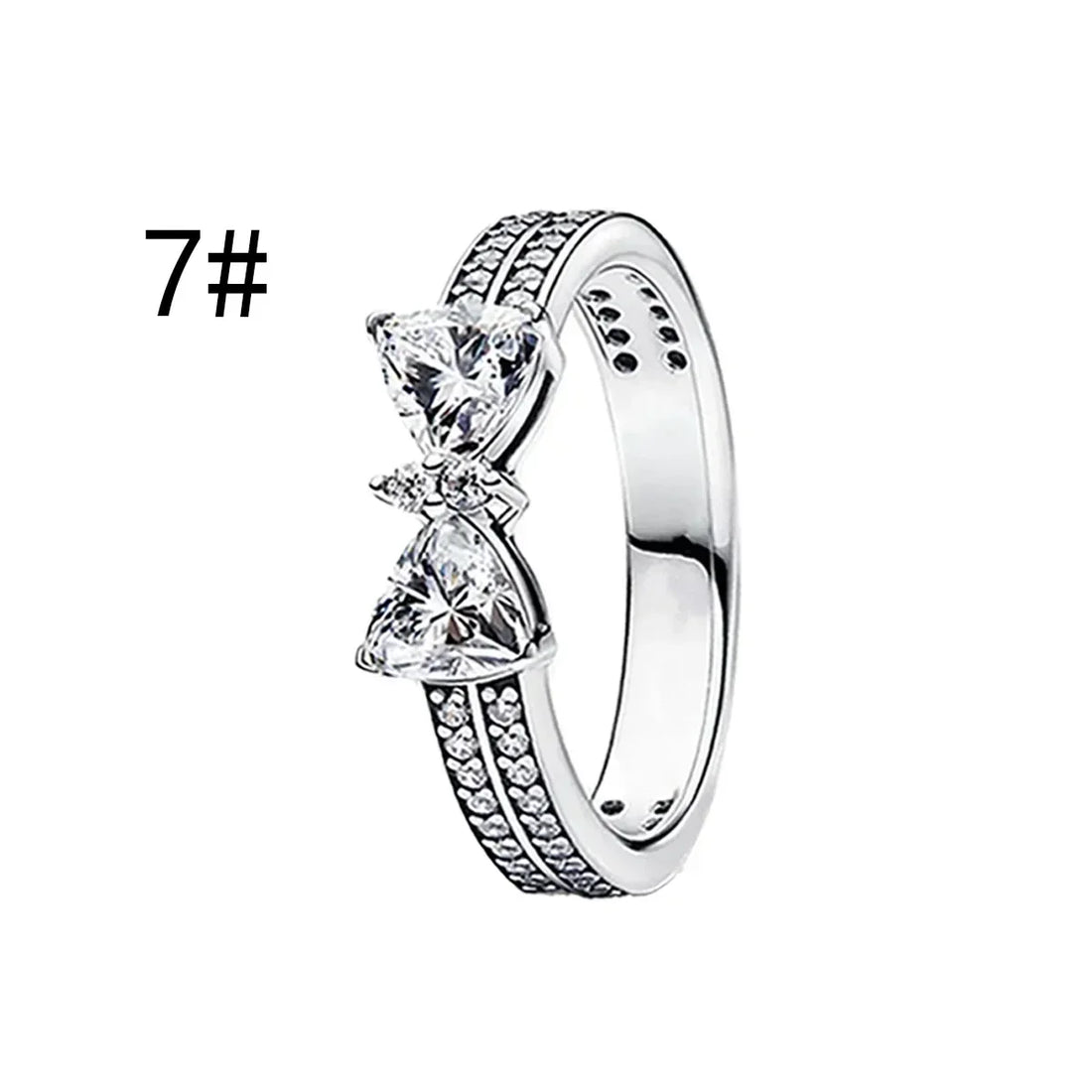 New Original 925 Sterling Silver Crown Bow Heart Set Ring Necklace Earring Crystal Women Valentine's Birthday Gift DIY Jewellery