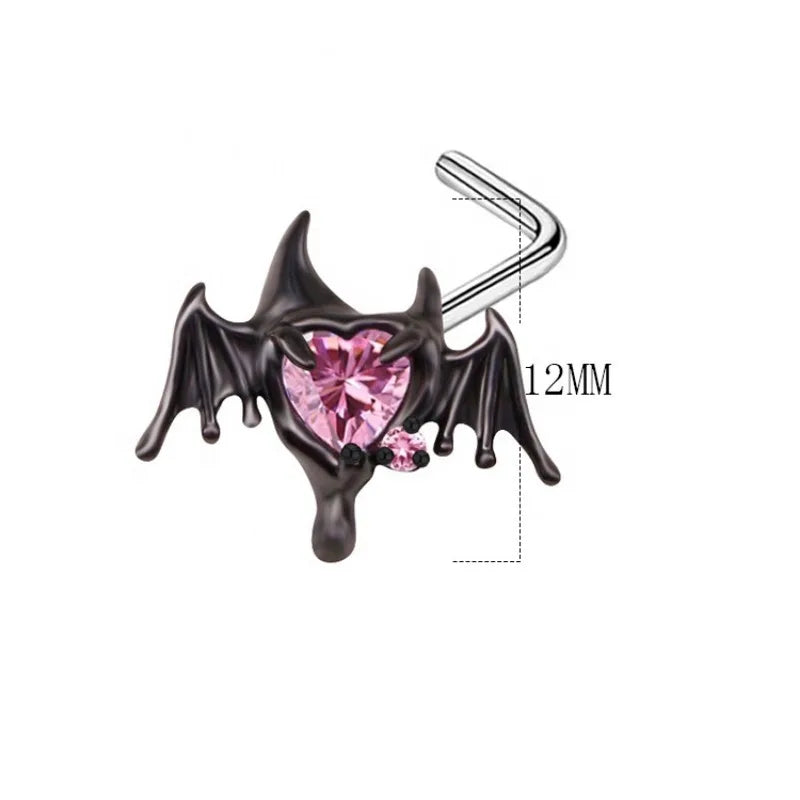 Gothic Nose Stud Surgical Stainless Steel Nose Piercing Jewelry Halloween Spider Nose Rings for Women