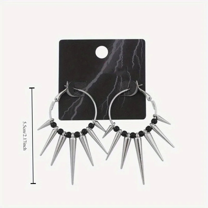 1 Pair Punk Minimalist Dark Gothic Style, Multiple Tapered Spikes Dangle Earrings for Outdoor Street Hip Hop Party