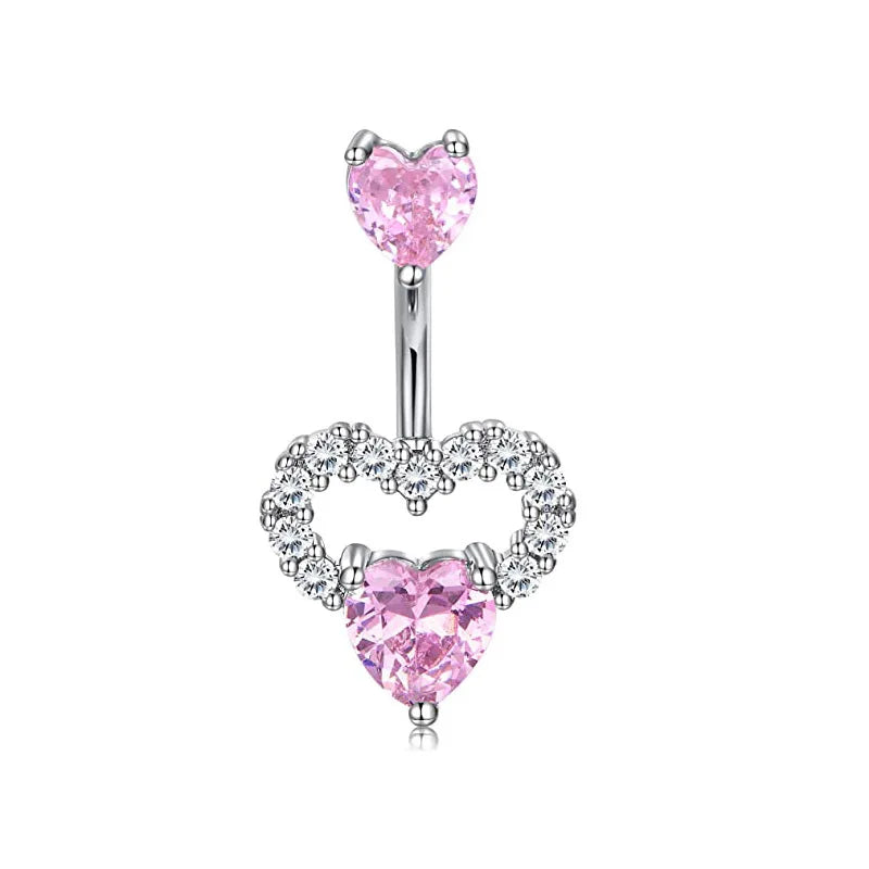 1PCS Stainless Steel CZ Belly Button Piercing Heart Navel Barbell Jewelry Butterfly Belly Button Ring Sexy Navel Ring For Women