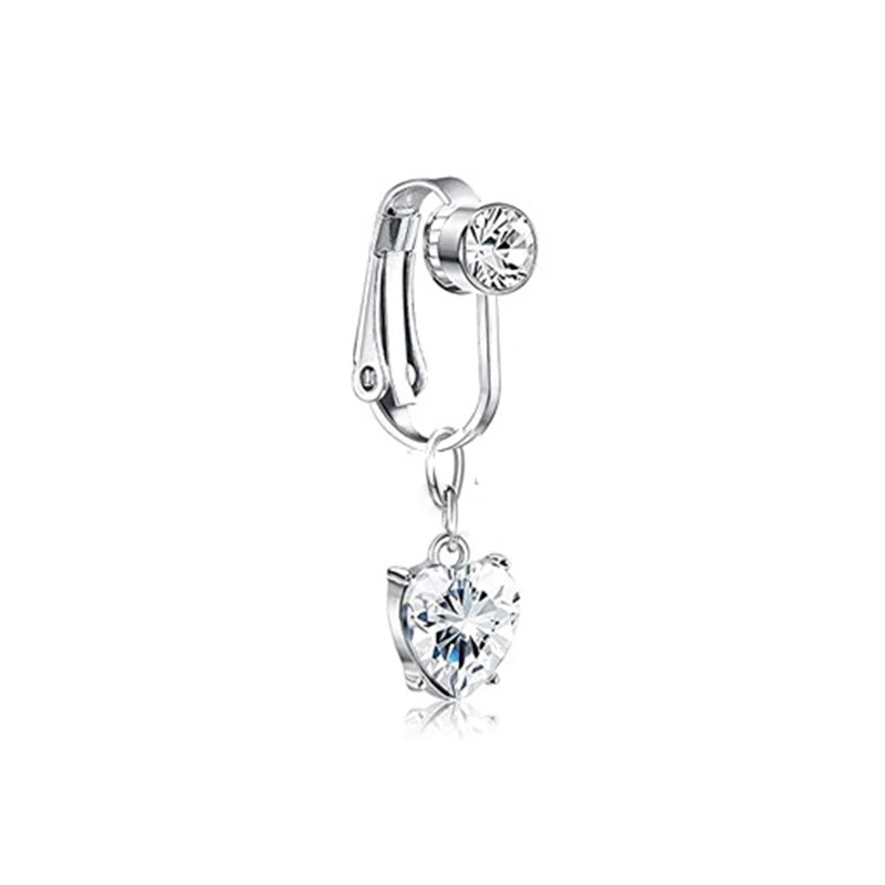Faux Fake Belly Piercing Butterfly Leaves Dangling Long Fake Belly Button Pircing Clip On Umbilical Navel Cartilage Earring Clip