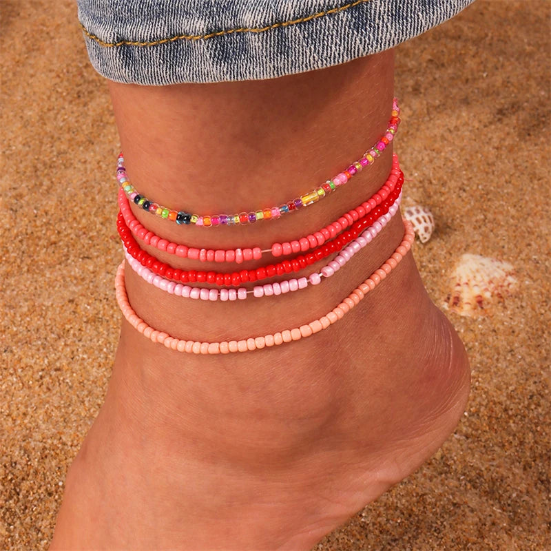 Bohemian Handmade Colorful Beads Anklets Summer Beach On Leg Foot Chain Bracelet Anklet Women Girls Holiday Jewelry Gifts
