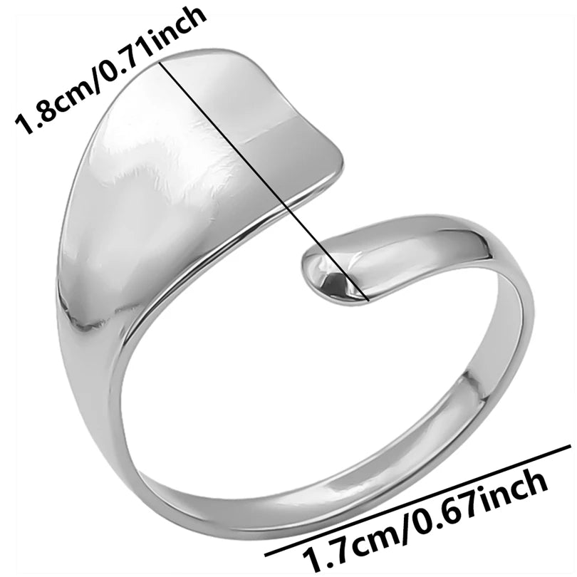 1Pc Stainless Steel Waterproof Women Personality Textured Chunky Open Rings Vintage Hollow Irregular Multi-layer Anillos Jewelry
