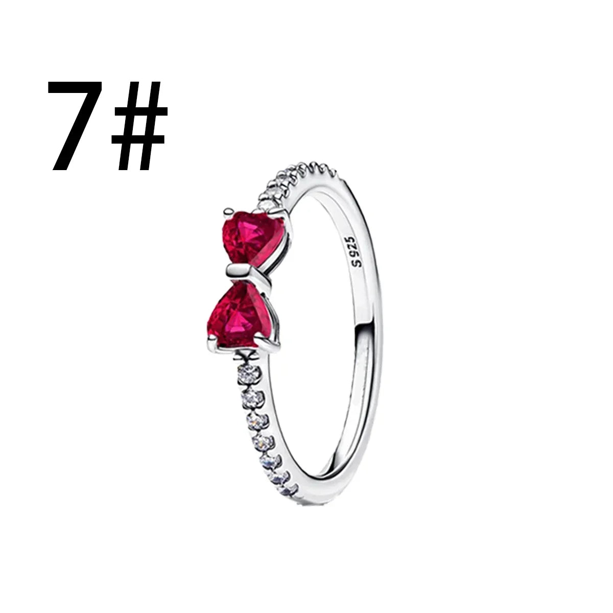 New Original 925 Sterling Silver Crown Bow Heart Set Ring Necklace Earring Crystal Women Valentine's Birthday Gift DIY Jewellery