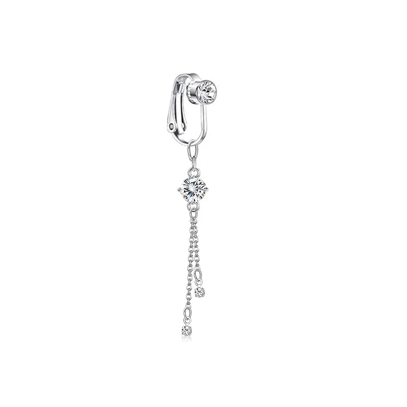 Faux Fake Belly Piercing Butterfly Leaves Dangling Long Fake Belly Button Pircing Clip On Umbilical Navel Cartilage Earring Clip