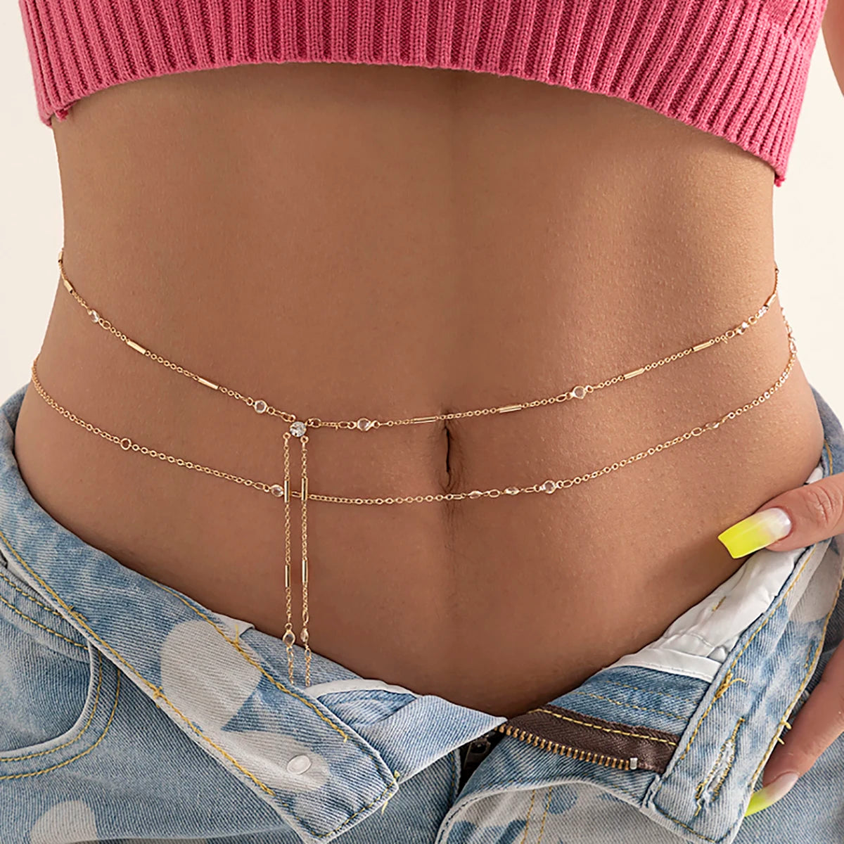 PuRui Sexy Crystal Glass Belly Belt Waist Chain Women Summer Beach Bikinis Festival Accessories Body Chain Jewelry Accessories