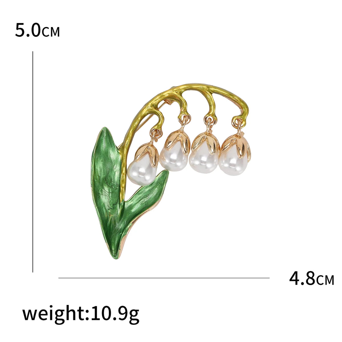 Pearl Lily of the Valley Flower Brooches for Women Enamel Berry Pin Plant Lapel Pins Office Party Funny Friend Gifts Accessories