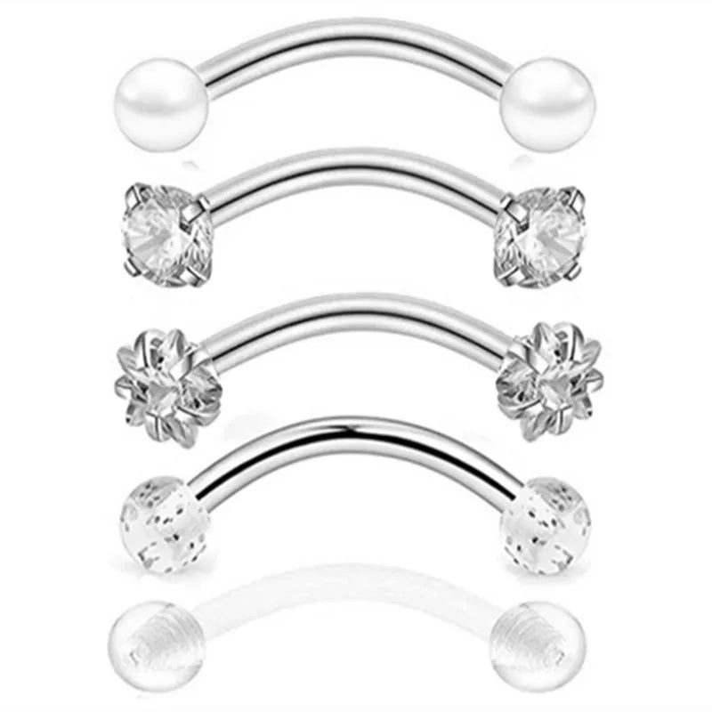 5PCS Crystal Eyebrow Piercing Set Curved Barbell Piercings Rook Earring Bulk Helix Stud Tragus Earrings Cartilage Jewelry Labret