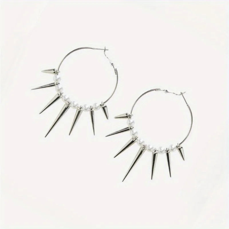 1 Pair Punk Minimalist Dark Gothic Style, Multiple Tapered Spikes Dangle Earrings for Outdoor Street Hip Hop Party