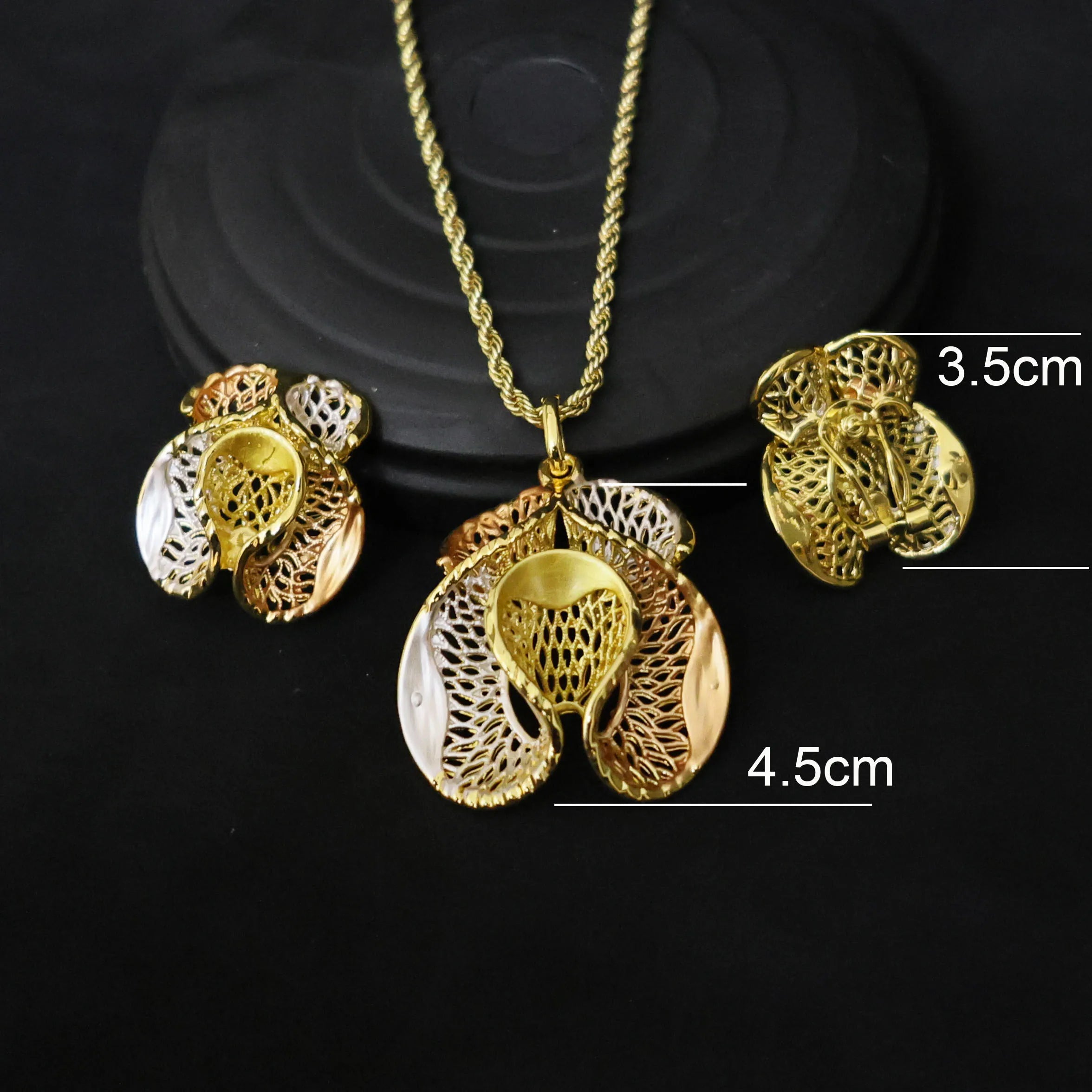Luxury 18k Gold Plated Jewelry Set for Women Wedding Italian Jewellery Sets Bride Necklace and Earrings Bracelet African Gift