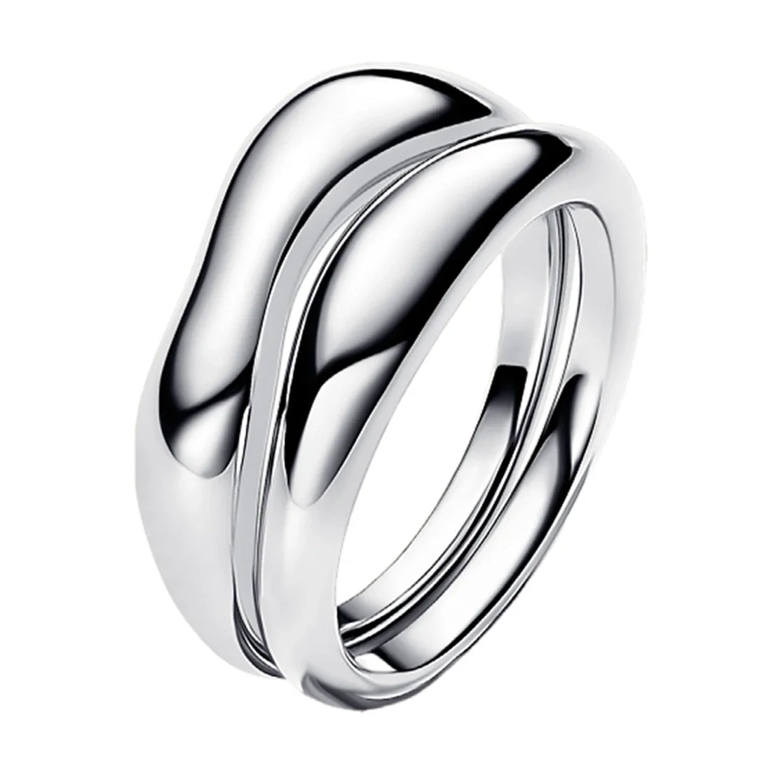 Fashion 925 Sterling Silver Organically Shaped Stacking Rings&Heart&Two-tone Entwined Bands Ring Hot Selling Gift Jewely