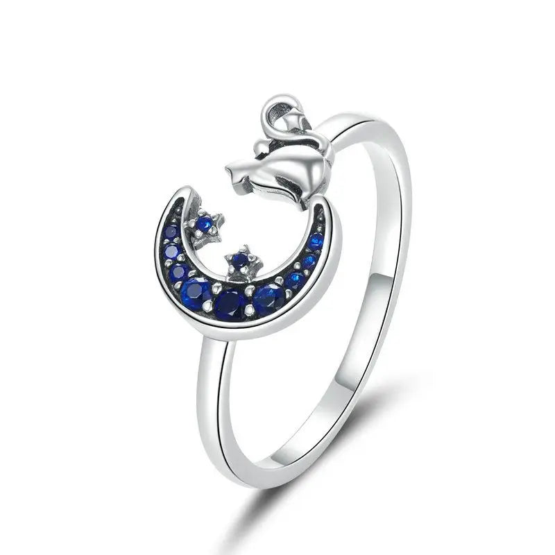WOSTU Adjustable Rings Real 925 Sterling Silver Stackable Engagement Zircon Open Size Rings For Women Female Original Jewelry