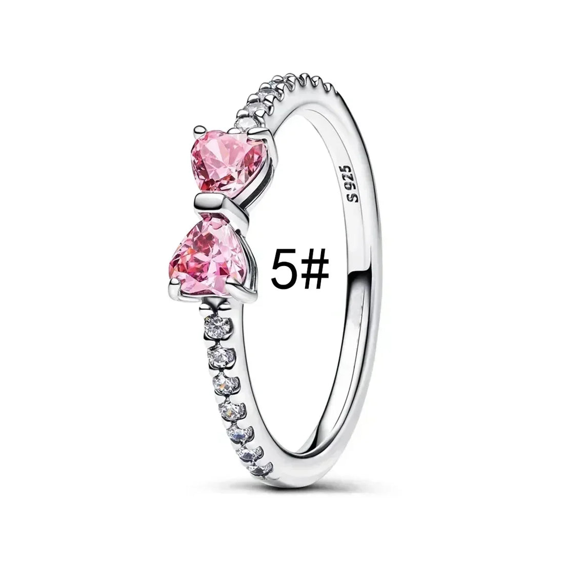 New Original 925 Sterling Silver Crown Bow Heart Set Ring Necklace Earring Crystal Women Valentine's Birthday Gift DIY Jewellery
