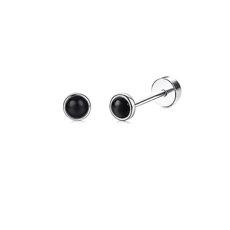 2PCS/Set Stainless Steel Heart Moon Earbone Stud Screw Ball Stud Earrings for Women Fashion Ear Tragus Cartilage Body Piercing