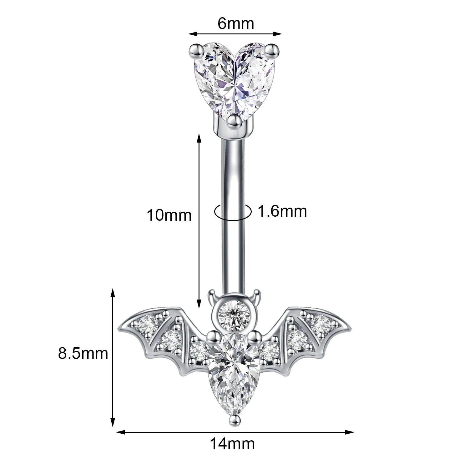 1/4PCS Crystal Bat Fake Nose Ring Septum Jewelry Stainless Steel Non Piercing Cuff Earring Rook Faux Clip on Hoop